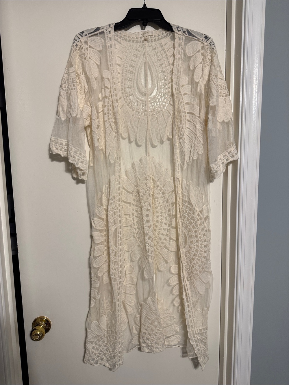 Adiva Cream Lace Crochet Swim Coverup